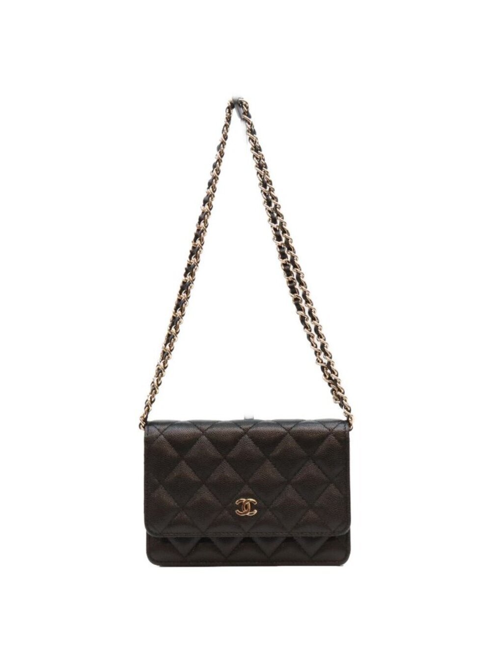 Chanel Black Caviar Mini Chain Wallet Shoulder Bag